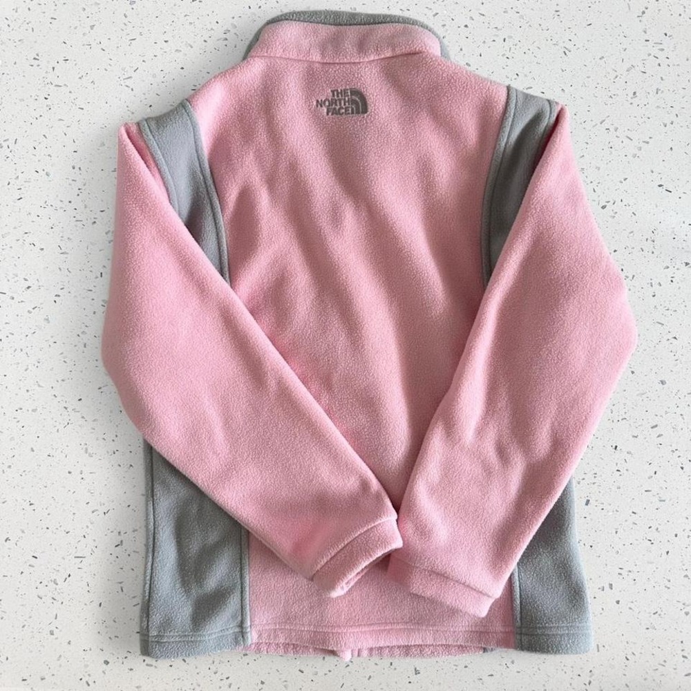The North Face Kids Pink Grey Full Zip Fleece Sweater Jacket Size M Regular Fit - Picture 3 of 7
